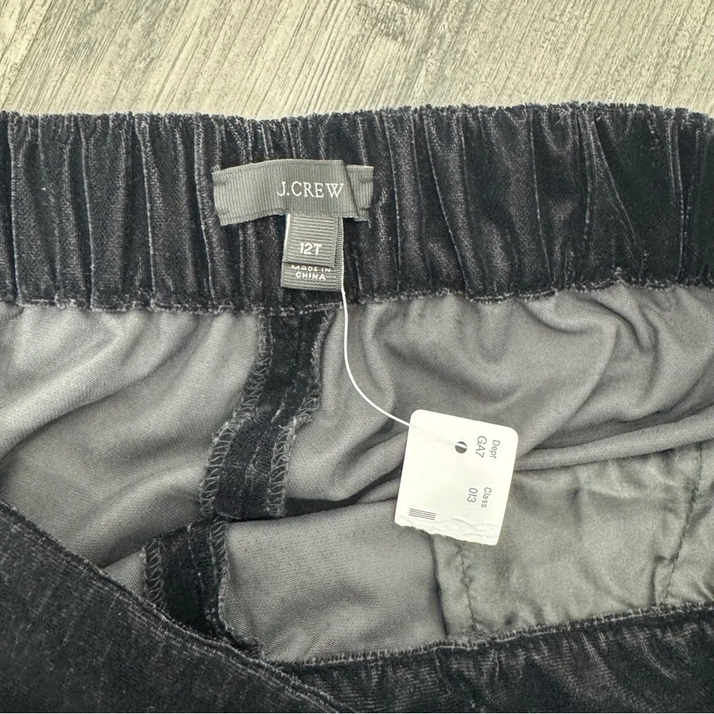 J.Crew Women Pull-on Easy Pant in Black Velvet Relaxed Ankle Pants Size 12T NWT
